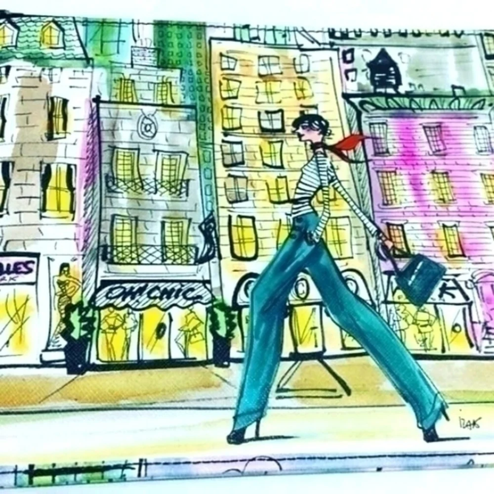 Izak Denou Illustrated City Shopper Clutch Bag